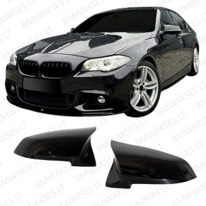 BMW F01/F07/F10/F11/F12/F18 LCI Juodi blizgus veidrodėlių dangteliai